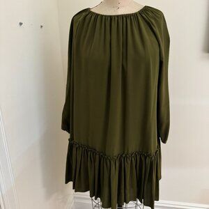 Cynthia Rowley Olive Green Silk Swing Dress